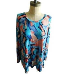 Logo Lori Goldstein Size L Large Artsy Soft Knit Long Sleeve Casual Top